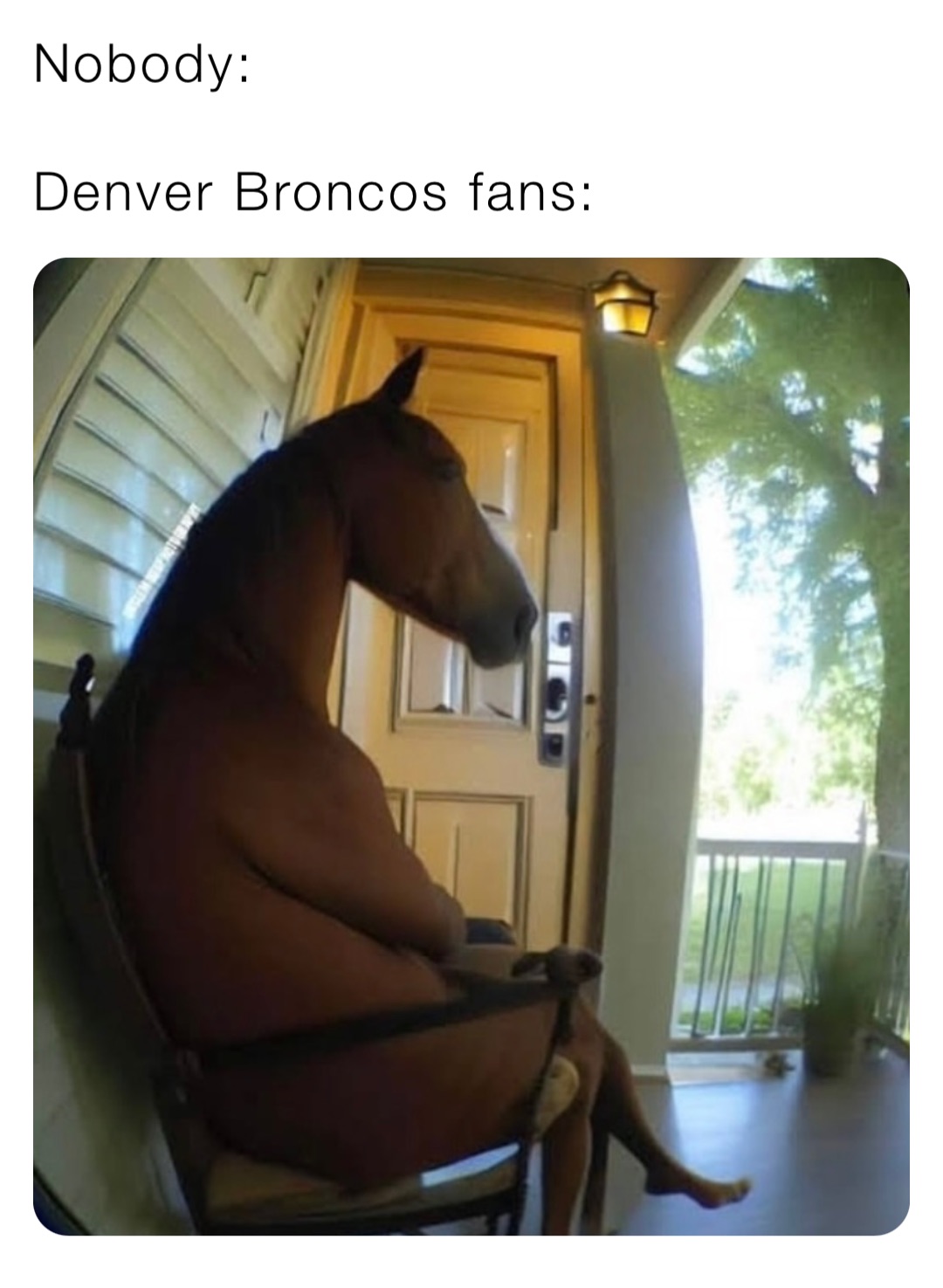 Nobody:

Denver Broncos fans: