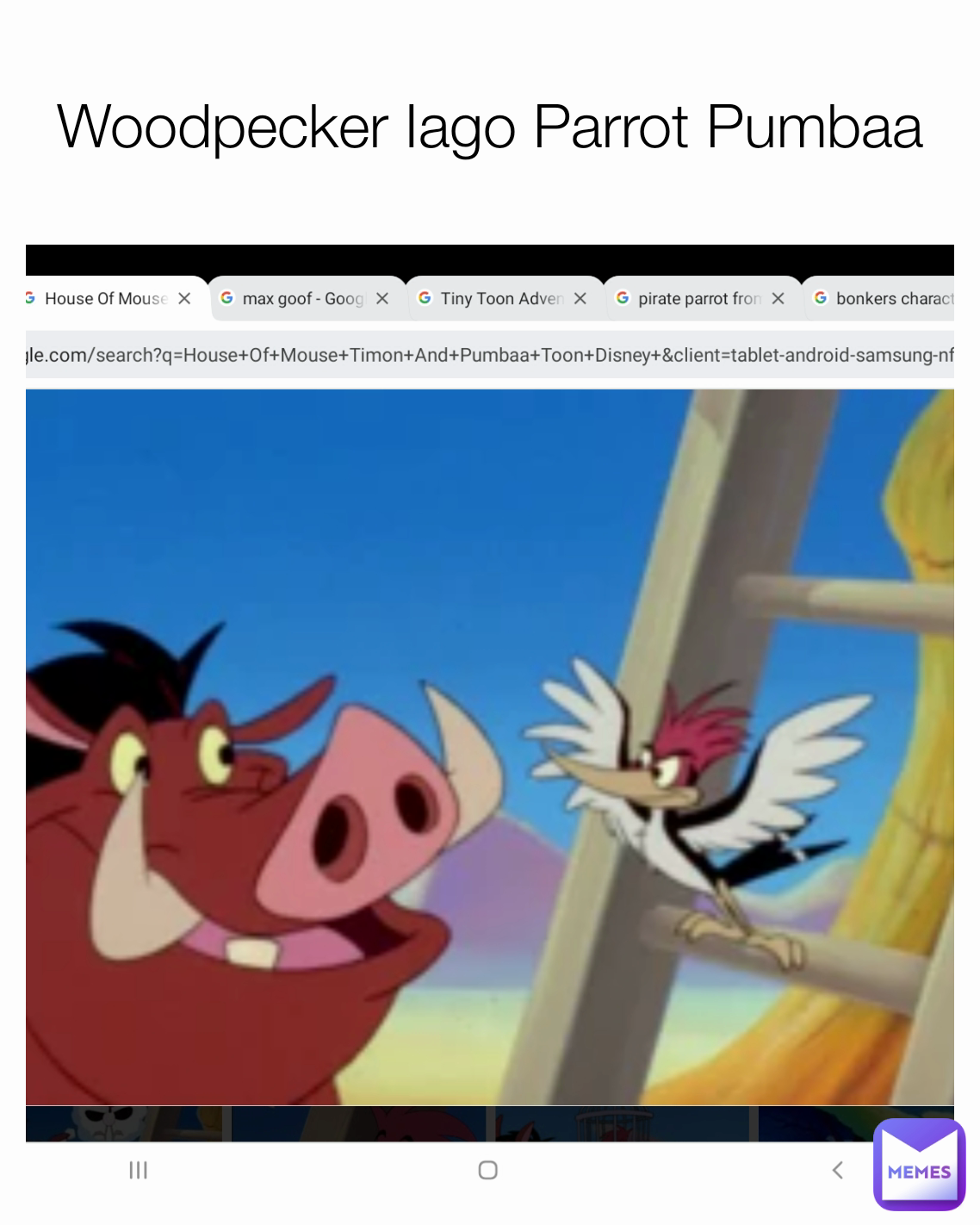 Woodpecker Iago Parrot Pumbaa