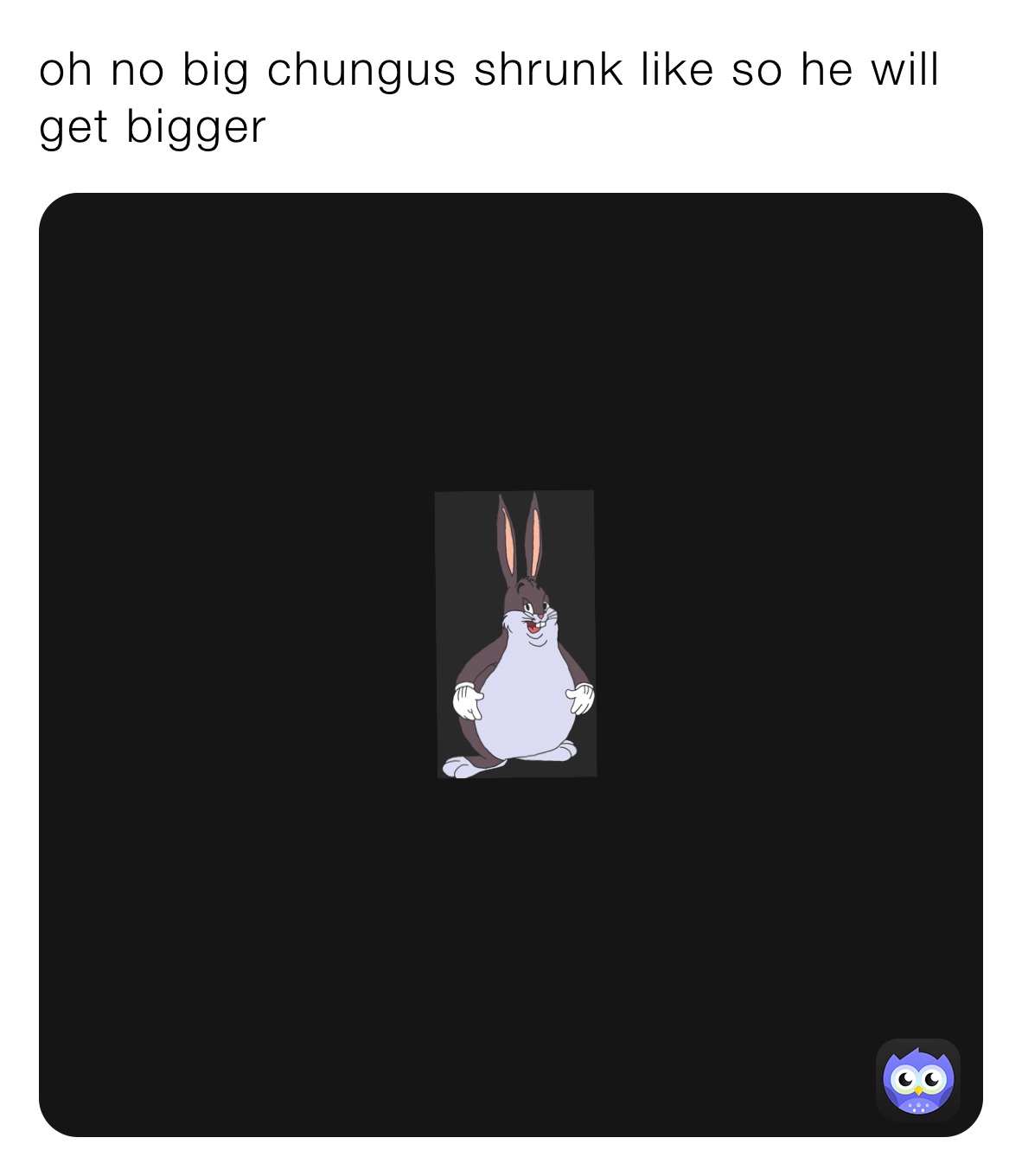 oh no big chungus shrunk like so he will get bigger