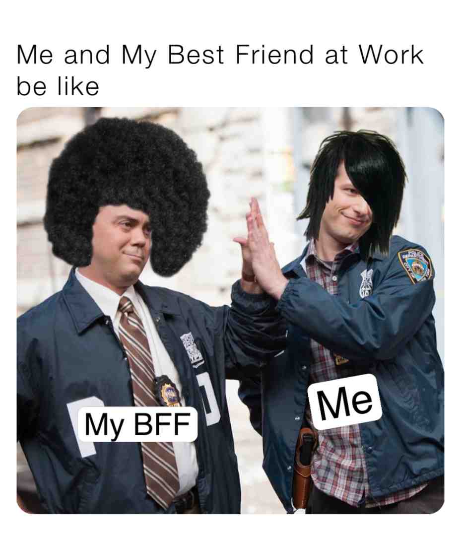 Employee only! #emo #afro #memes #brooklynninenine #bromance #bestfriend