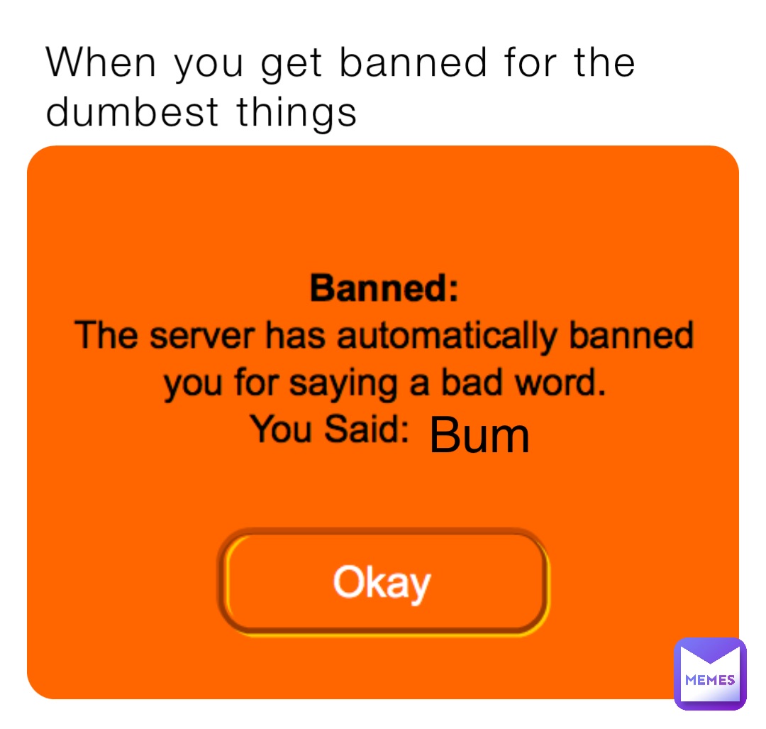 When you get banned for the dumbest things Bum