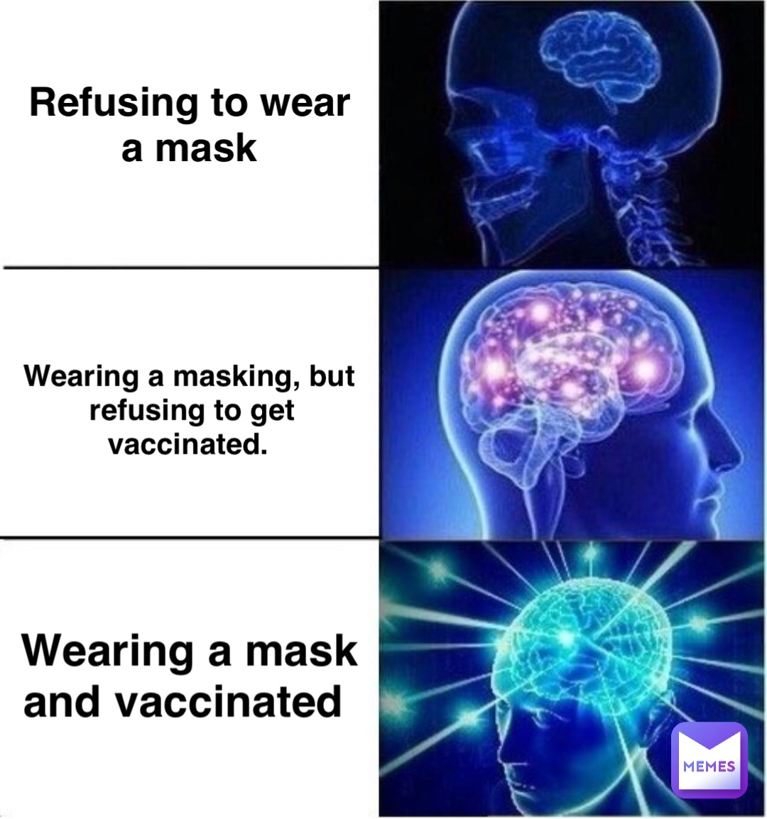 Refusing to wear 
a mask Wearing a masking, but refusing to get vaccinated. Wearing a mask and vaccinated