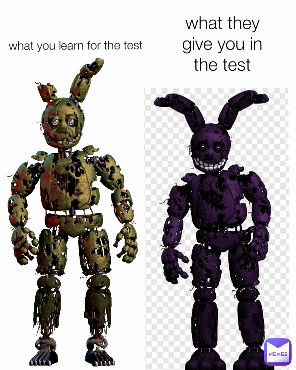 what they give you in the test what you learn for the test