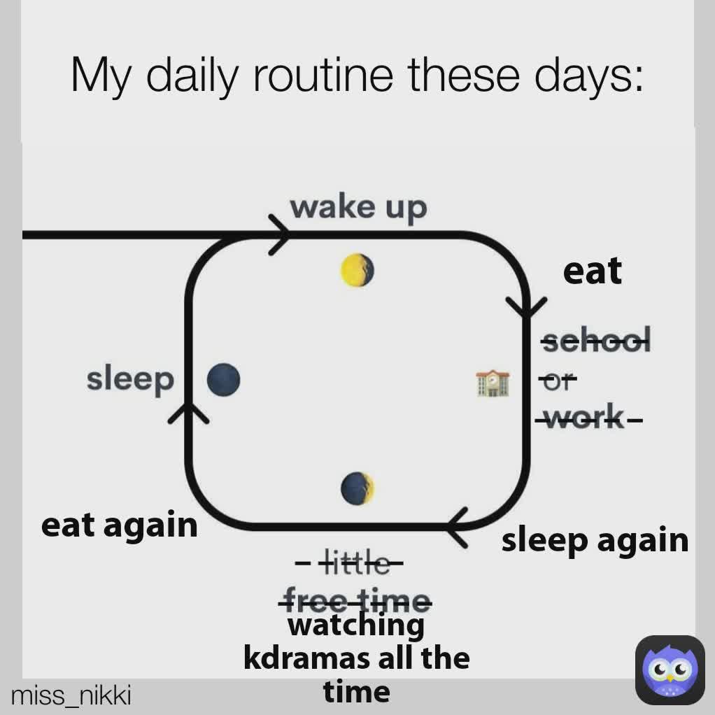 eat sleep again ----- ------- My daily routine these days ...