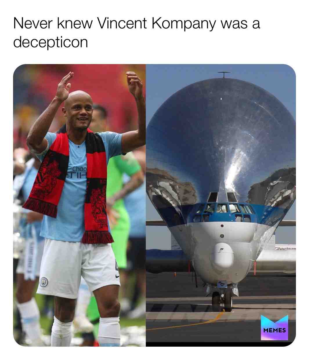 Kompany stars in the latest Transformers movie as a Nasa Cargo Plane.
.
#mancity #footballmemes