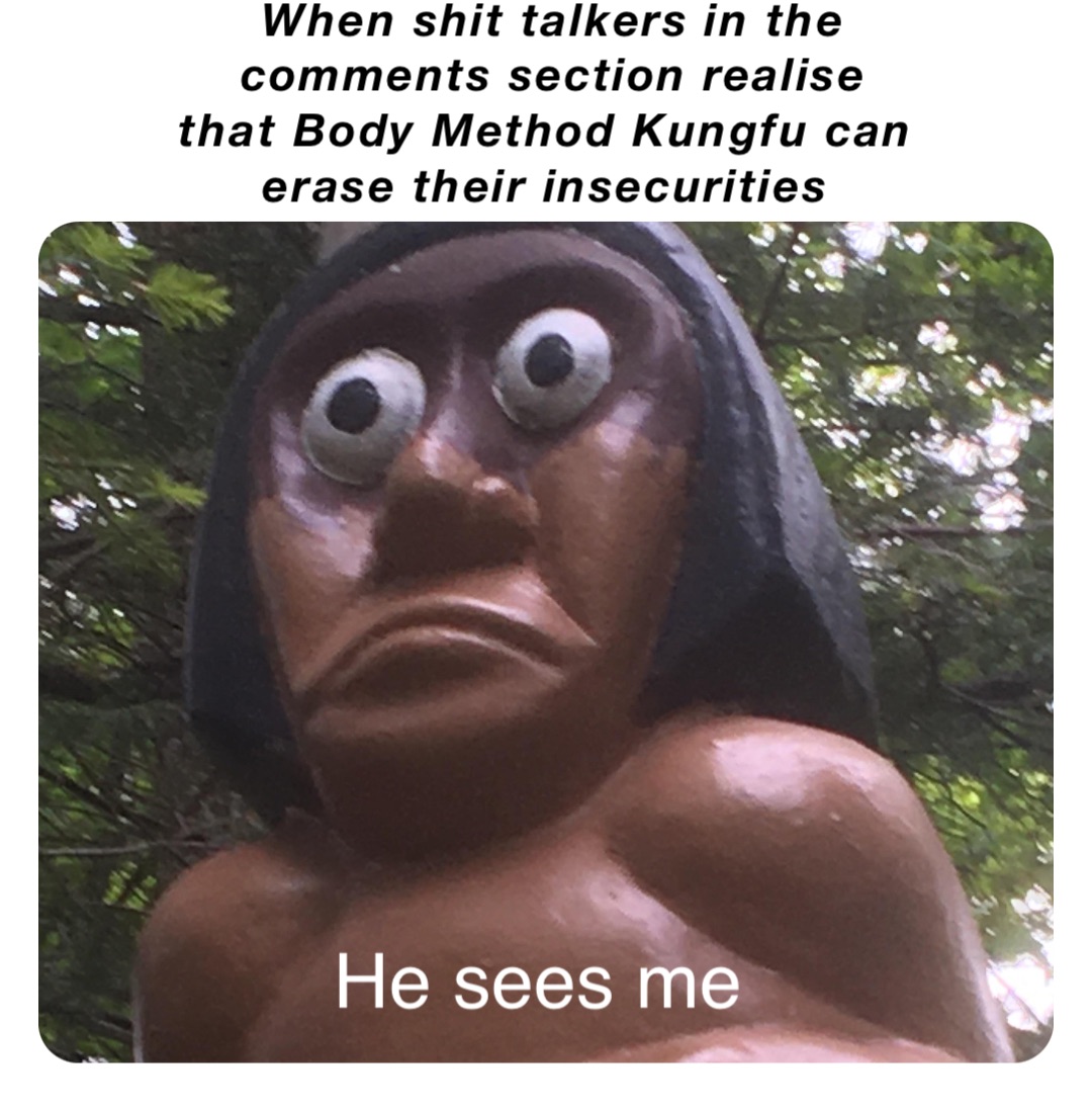 When shit talkers in the comments section realise that Body Method Kungfu can erase their insecurities He sees me