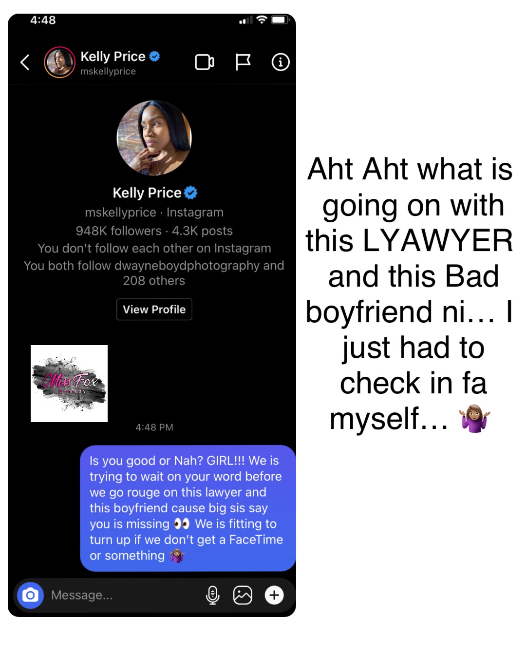 Aht Aht what is going on with this LYAWYER and this Bad boyfriend ni… I just had to check in fa myself… 🤷🏽‍♀️