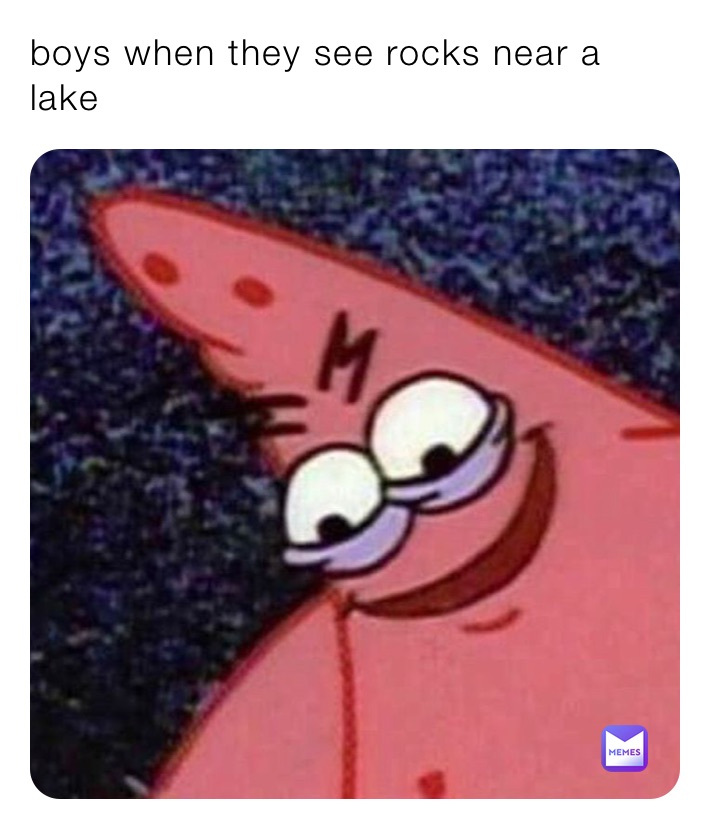 boys when they see rocks near a lake