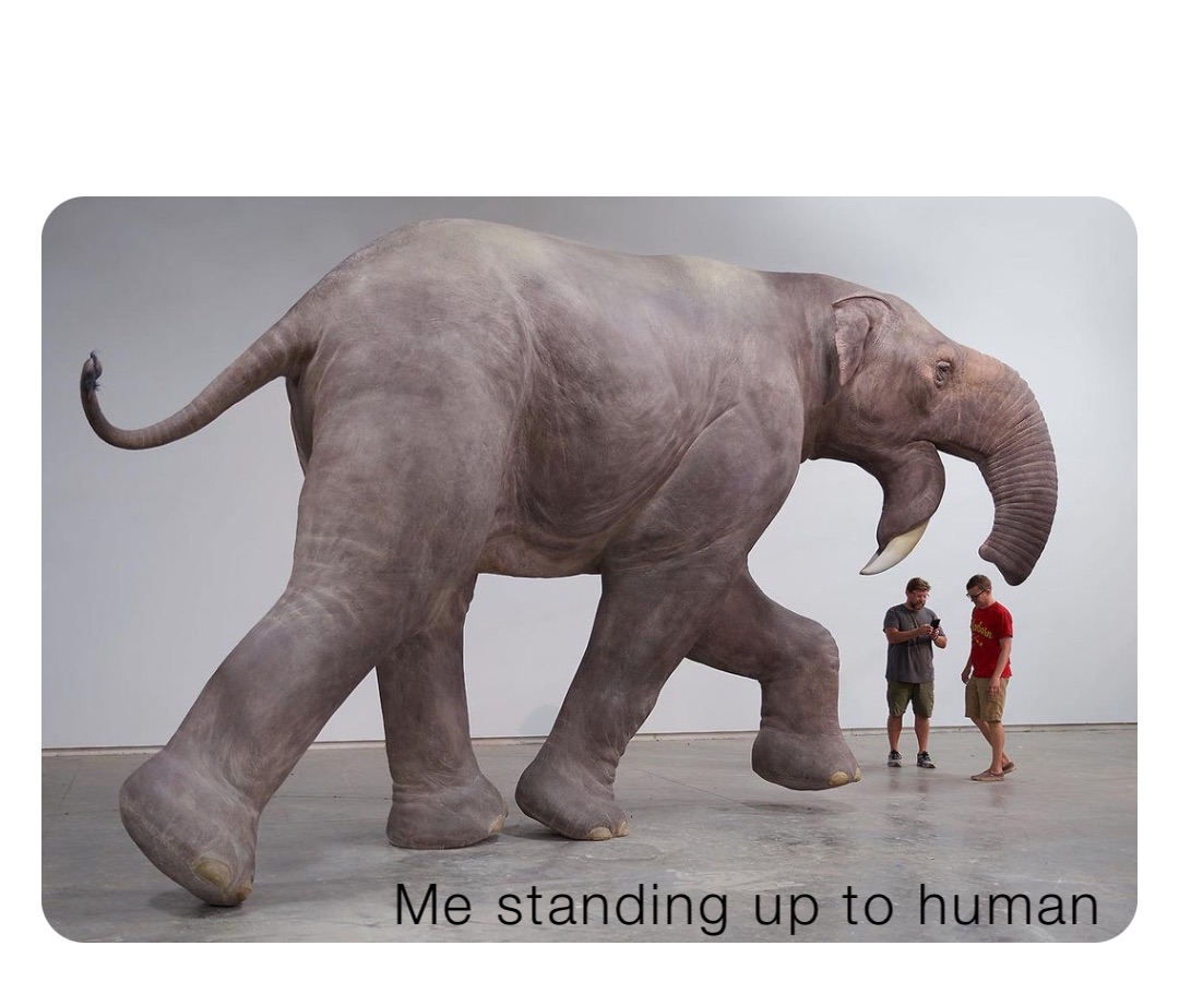 Me standing up to human