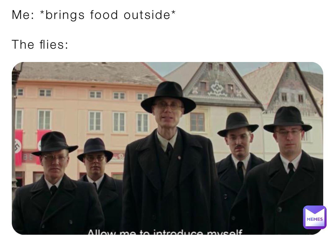 Me: *brings food outside*

The flies: