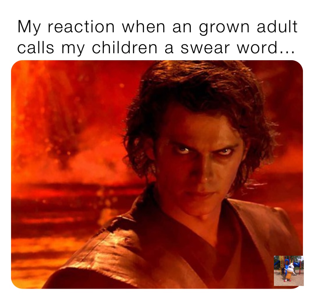 My reaction when an grown adult calls my children a swear word…