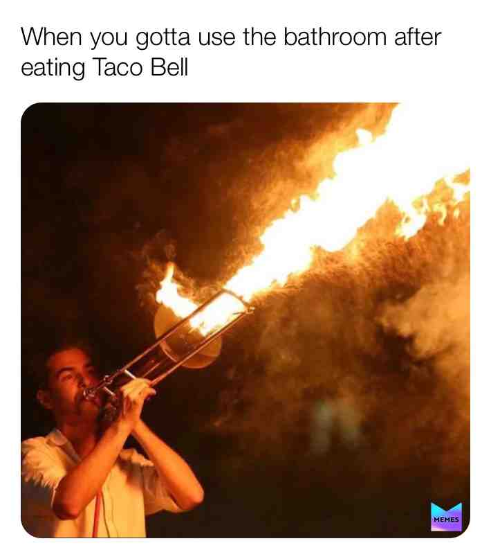 You mean to tell me eating fake Mexican fast food does this? #funnymemes #memestagramsdailys #food #lol #dankmemes #oof #tacobell #fart #fire #ow #gross #gas #funnymemes #memestagramsdaily #memestagramsdaily #memestagram