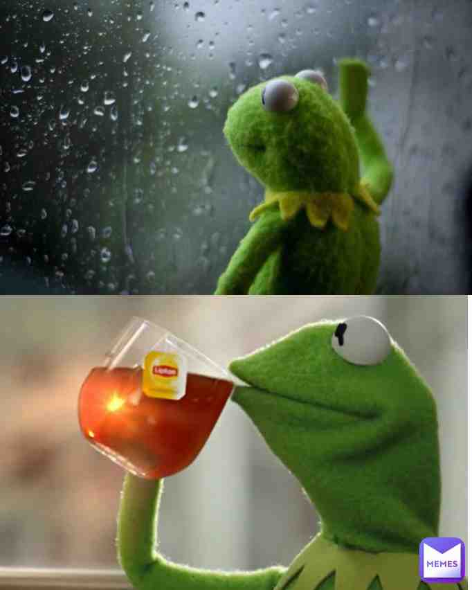While its been storm i drinked tea with Kermit