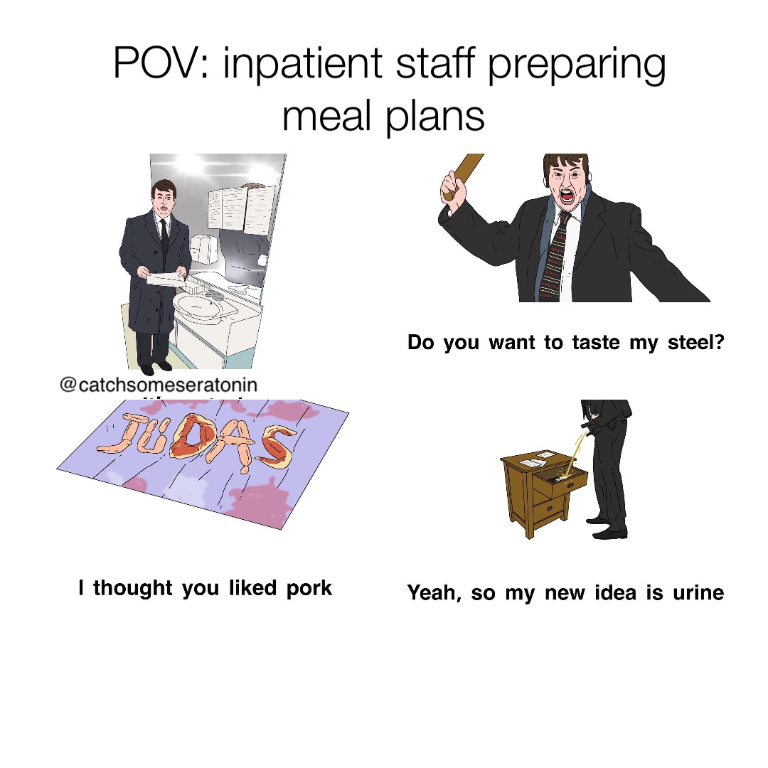 POV: inpatient staff preparing meal plans