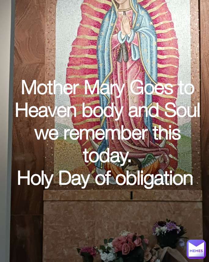 Mother Mary Goes to Heaven body and Soul
we remember this today.
Holy Day of obligation 