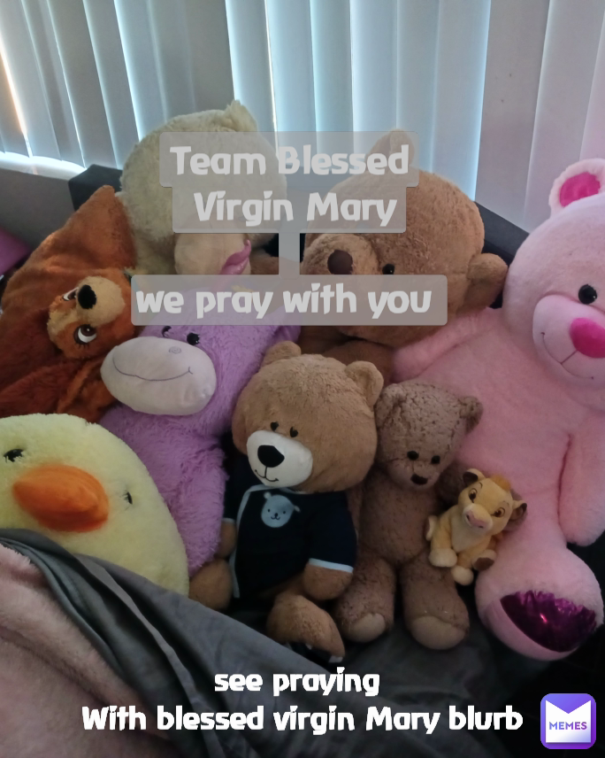 Team Blessed
 Virgin Mary

we pray with you  see praying
 With blessed virgin Mary blurb