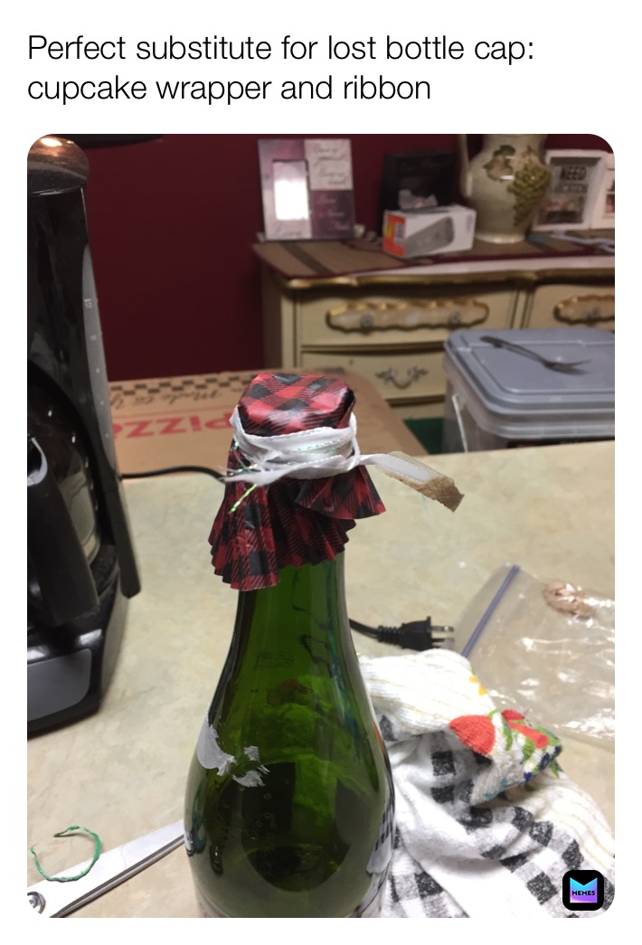 Perfect substitute for lost bottle cap cupcake wrapper and ribbon