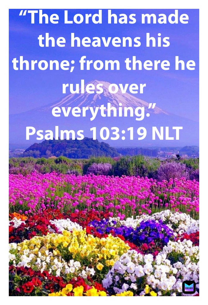 “The Lord has made the heavens his throne; from there he rules over everything.”
‭‭Psalms‬ ‭103:19‬ ‭NLT‬‬