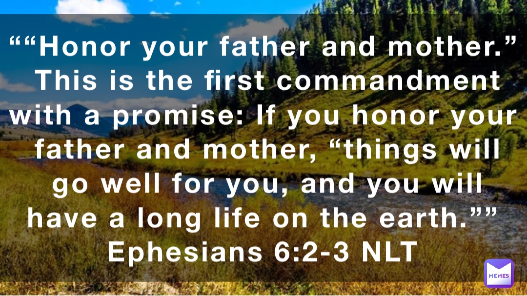 Honor Your Father And Mother This Is The First Commandment With A Promise If You Honor Your