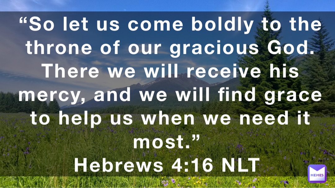 “So let us come boldly to the throne of our gracious God. There we will receive his mercy, and we will find grace to help us when we need it most.”
‭‭Hebrews‬ ‭4:16‬ ‭NLT‬‬