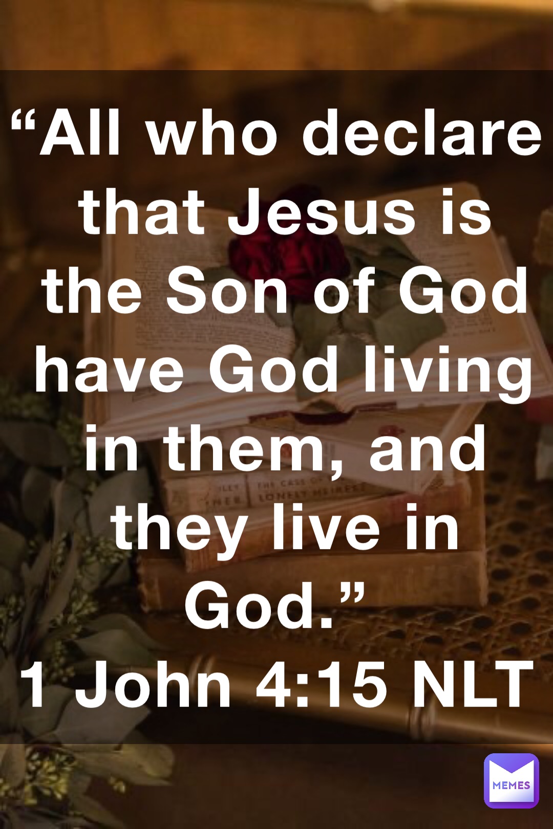 “All who declare that Jesus is the Son of God have God living in them, and they live in God.”
‭‭1 John‬ ‭4:15‬ ‭NLT‬‬