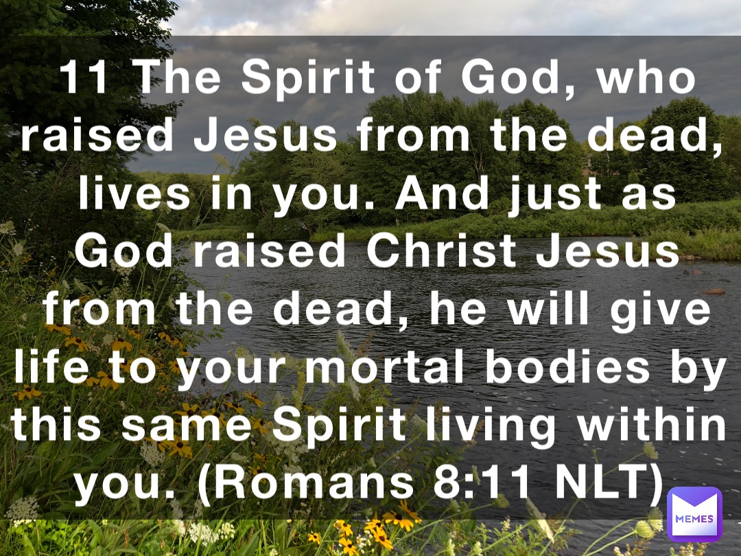 11 The Spirit of God, who raised Jesus from the dead, lives in you. And just as God raised Christ Jesus from the dead, he will give life to your mortal bodies by this same Spirit living within you. (‭‭‭Romans‬ ‭8‬‬:‭11‬ ‭NLT‬‬)