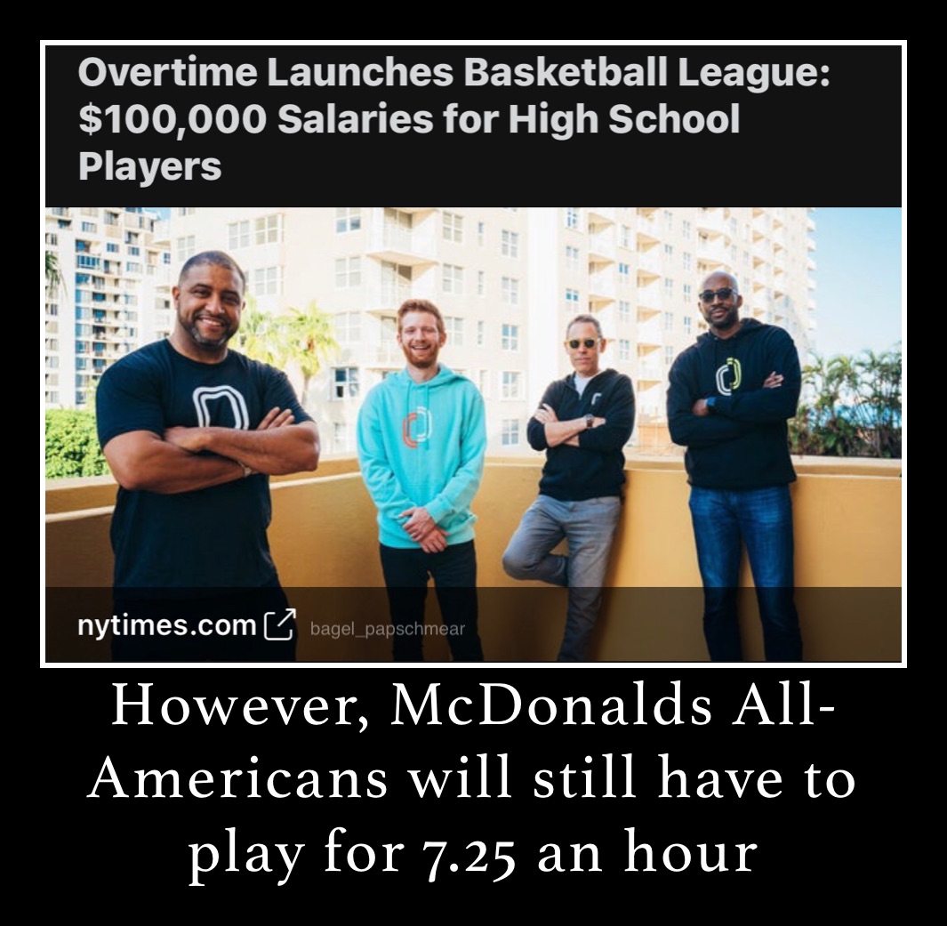 However, McDonalds All-Americans will still have to play for 7.25 an hour