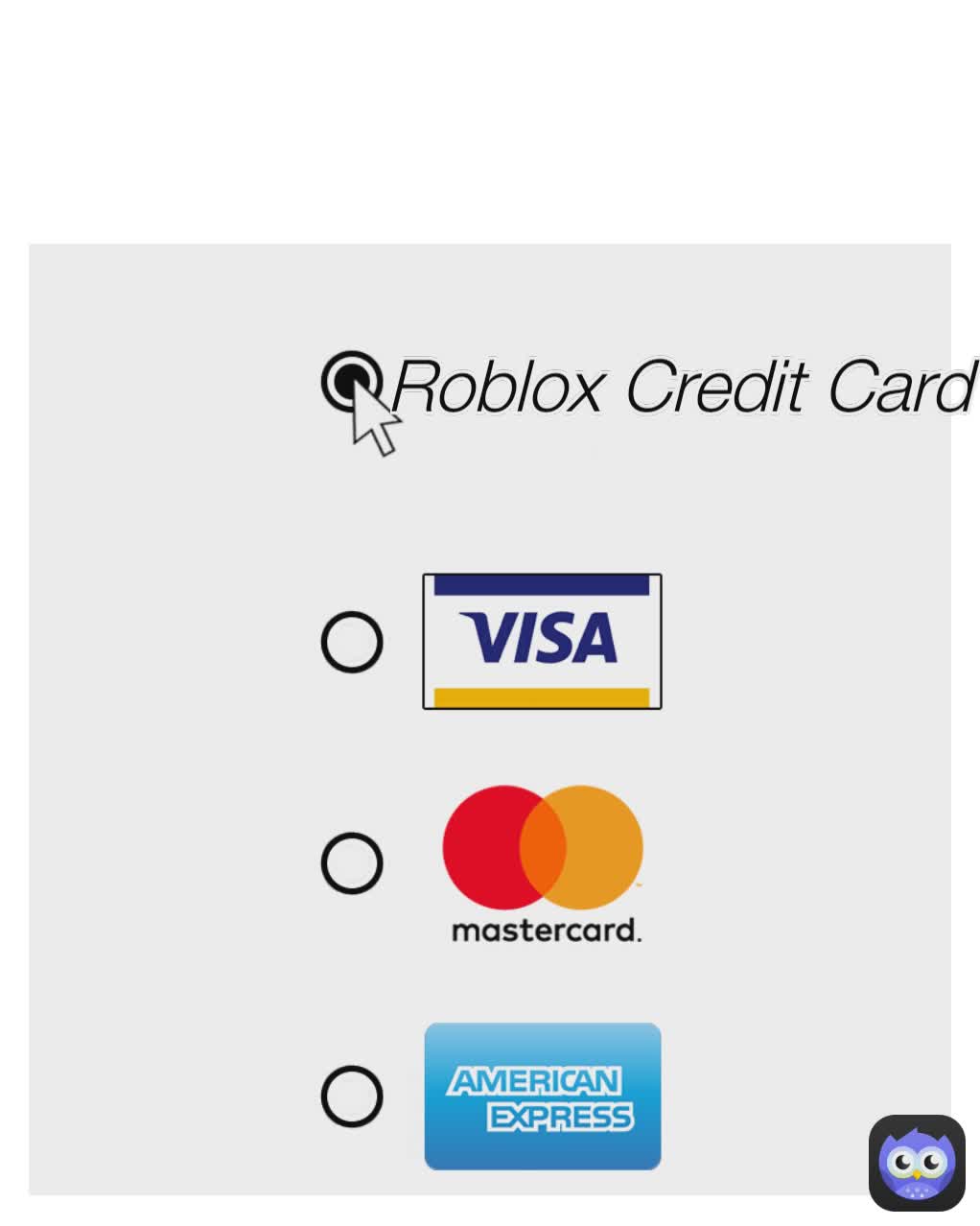 Roblox Credit Card