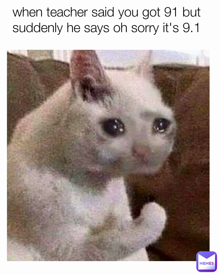 when teacher said you got 91 but suddenly he says oh sorry it's 9.1