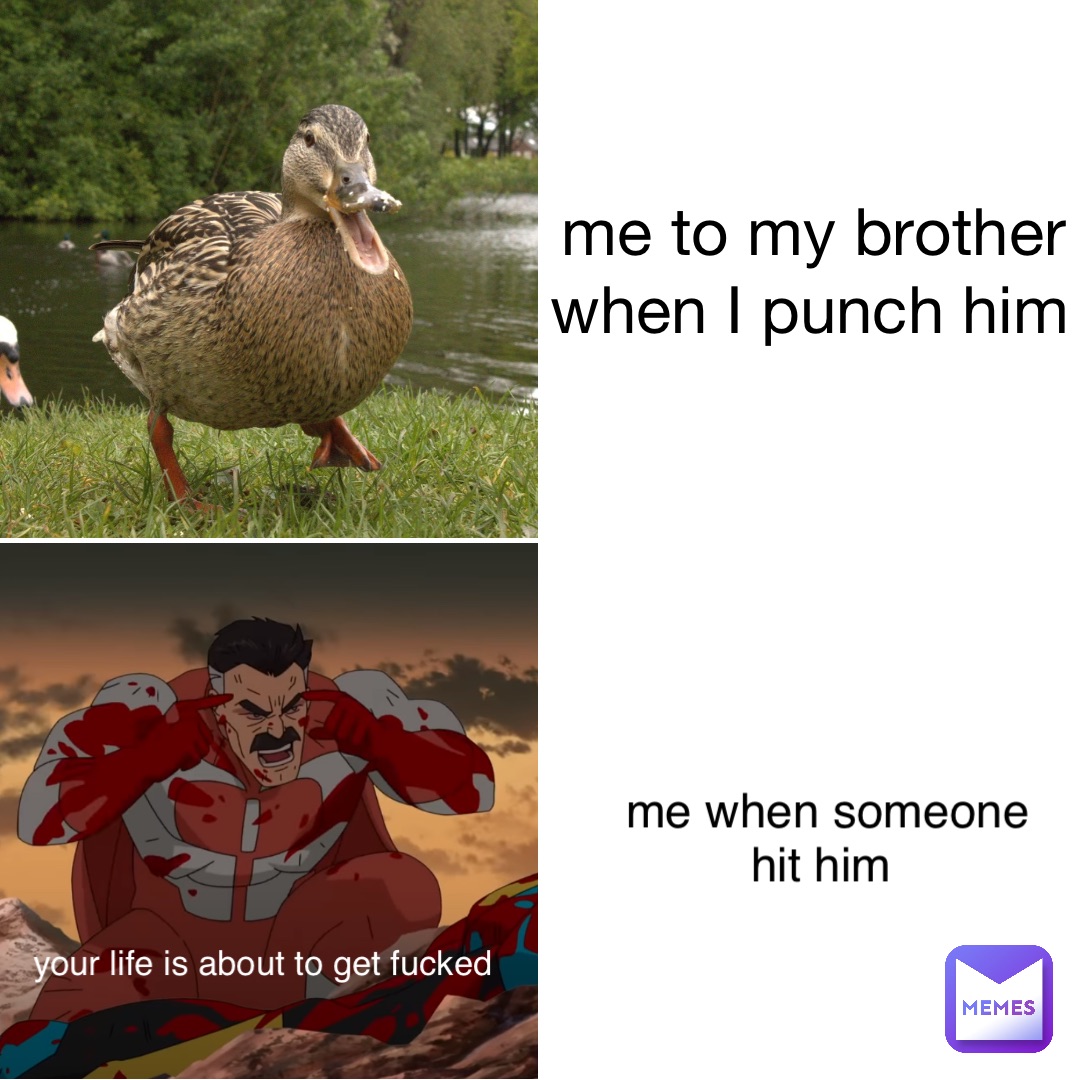 me to my brother when I punch him me when someone hit him your life is about to get fucked