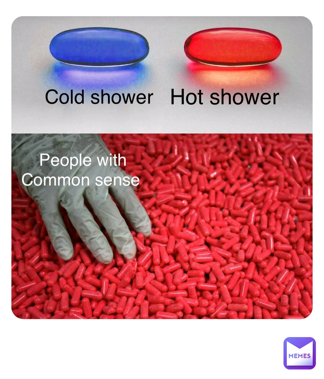 Cold shower Hot shower People with 
Common sense
