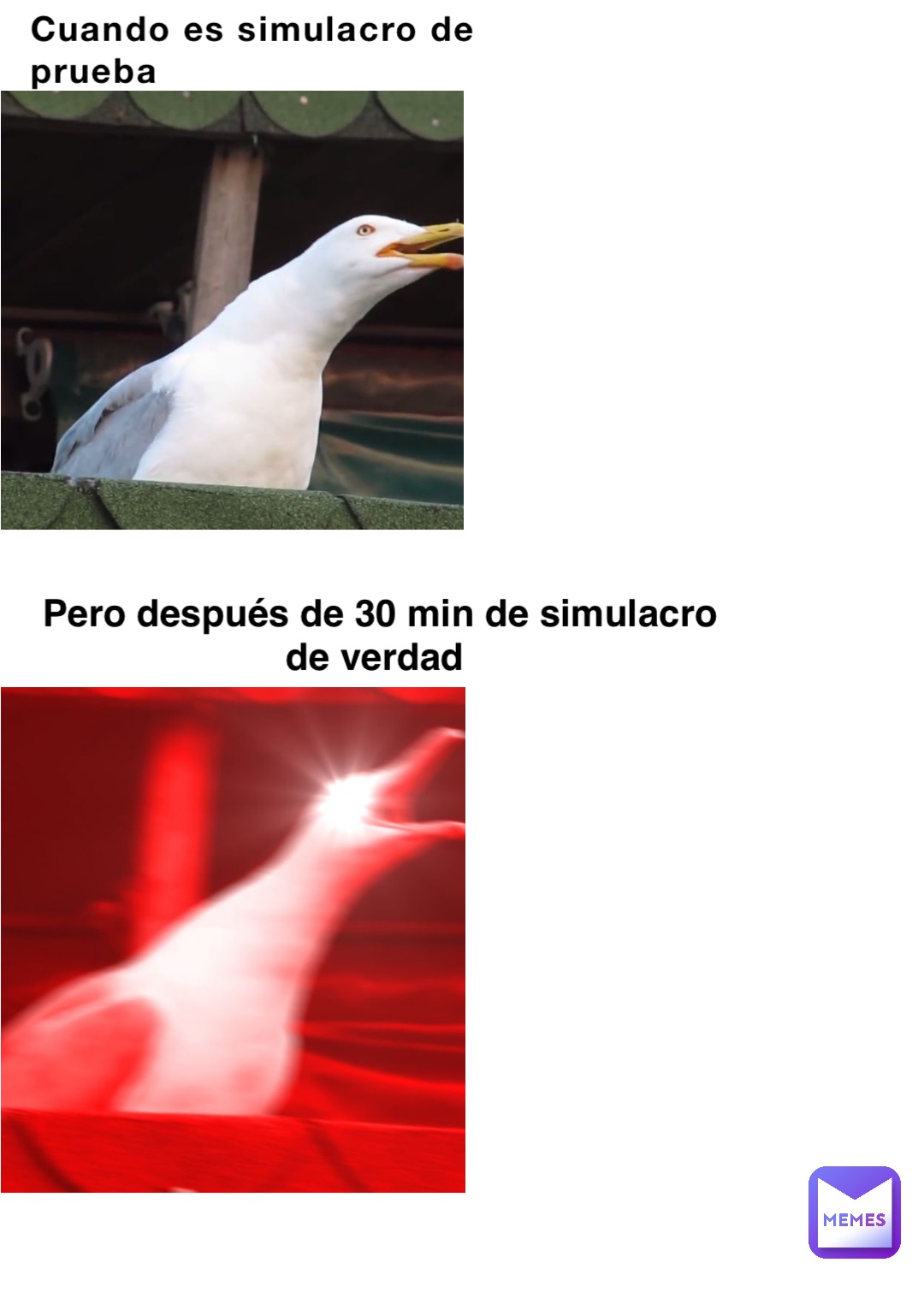 Cuando es simulacro de prueba Pero después de 30 min de simulacro de verdad