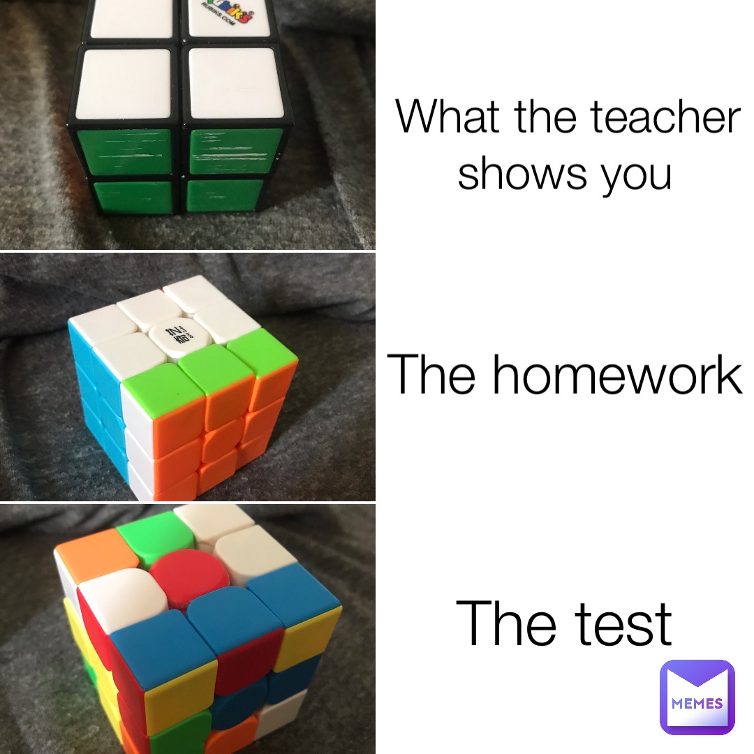 What the teacher shows you The homework The test