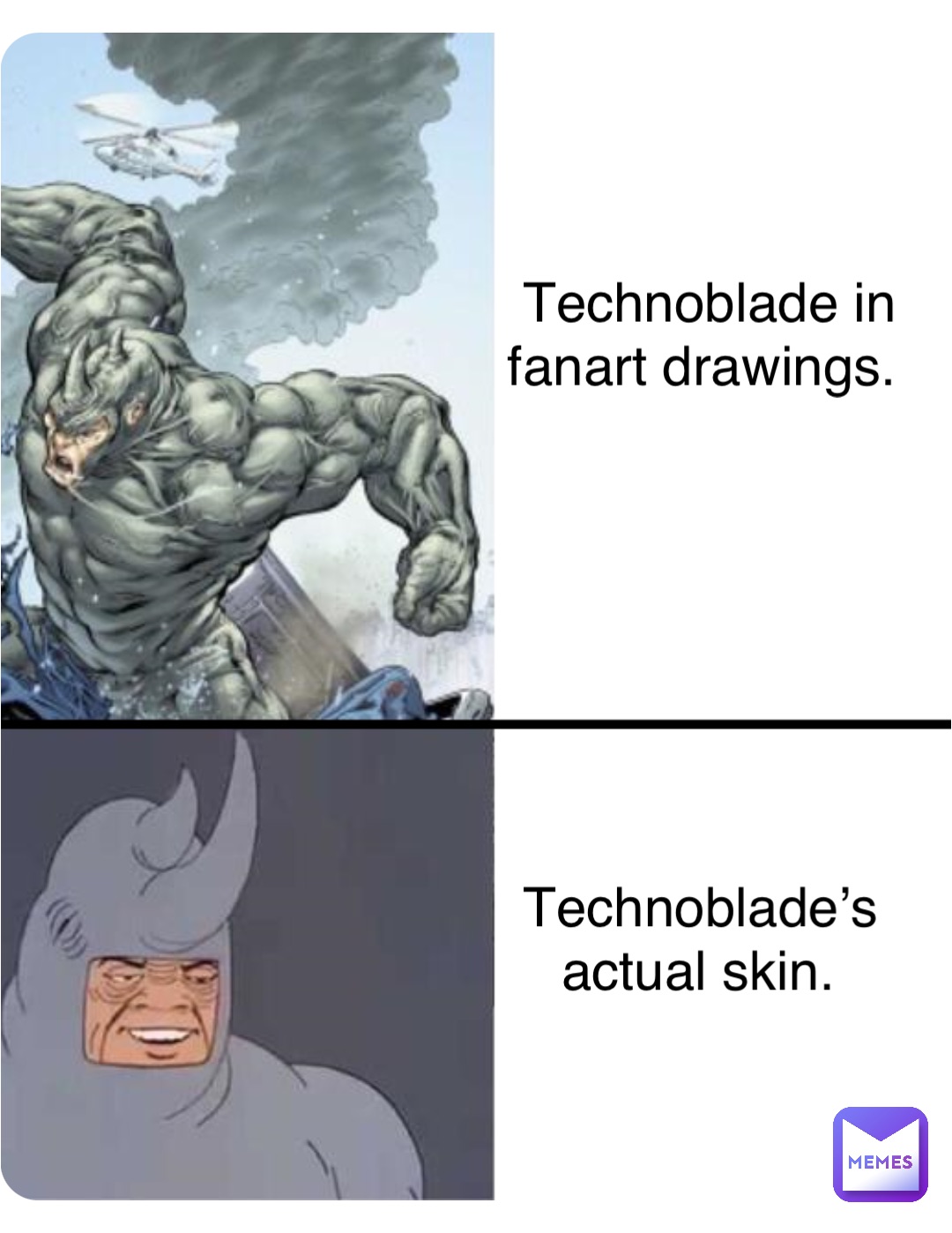 Technoblade in fanart drawings. Technoblade’s actual skin.