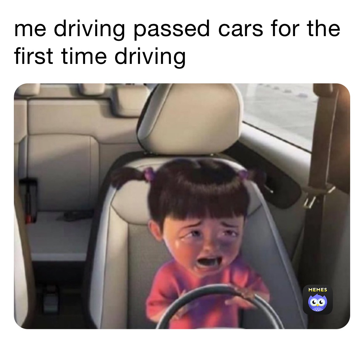 me driving passed cars for the first time driving