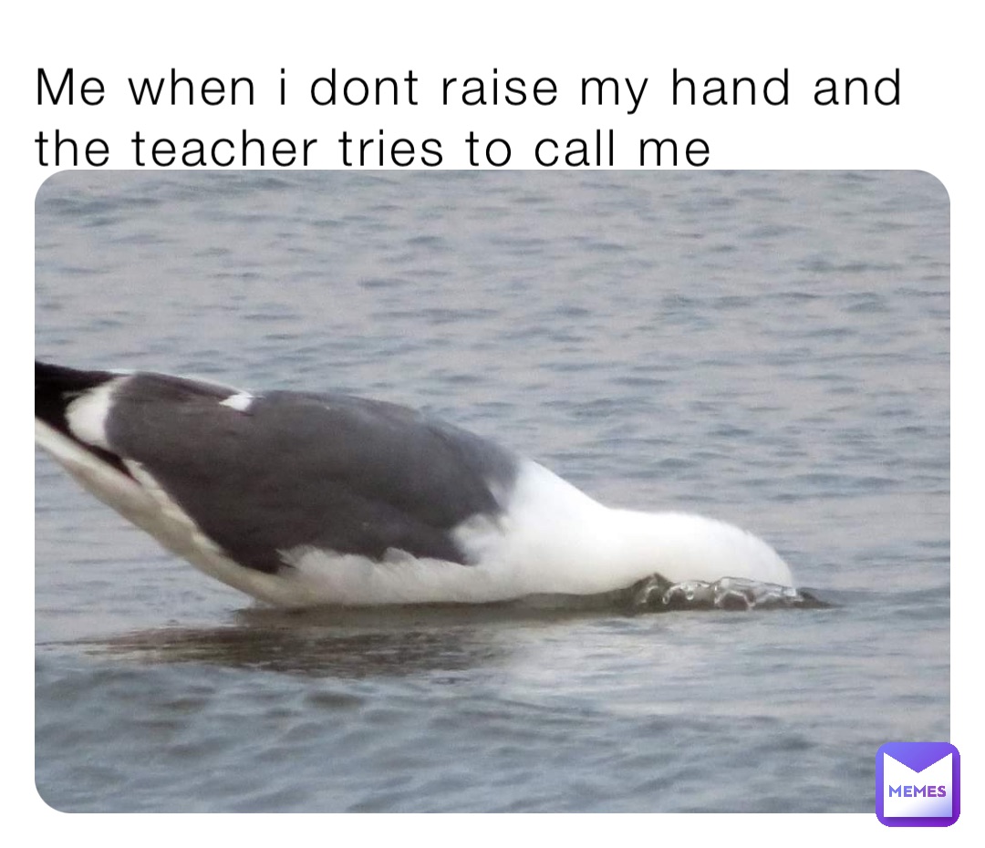 Me when i dont raise my hand and the teacher tries to call me