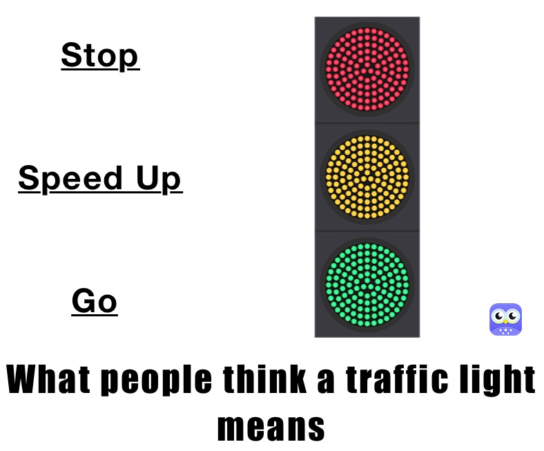  Stop


 Speed Up


Go What people think a traffic light means