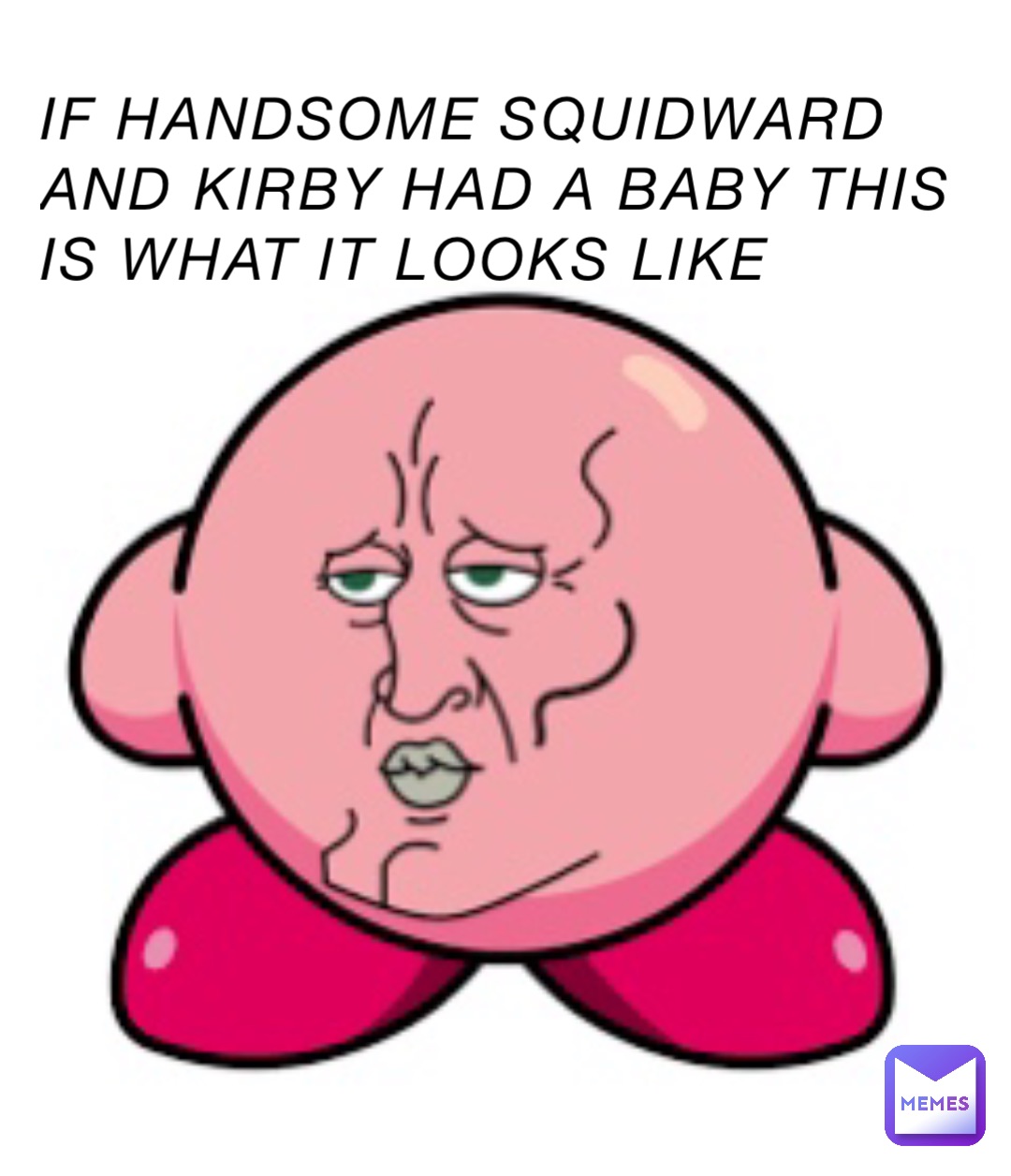 if handsome squidward and kirby had a baby this is what it looks like