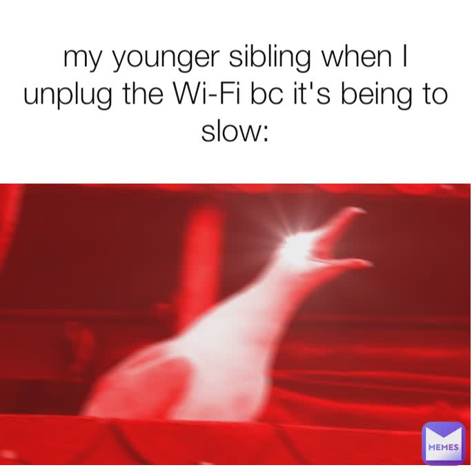 my younger sibling when I unplug the Wi-Fi bc it's being to slow: