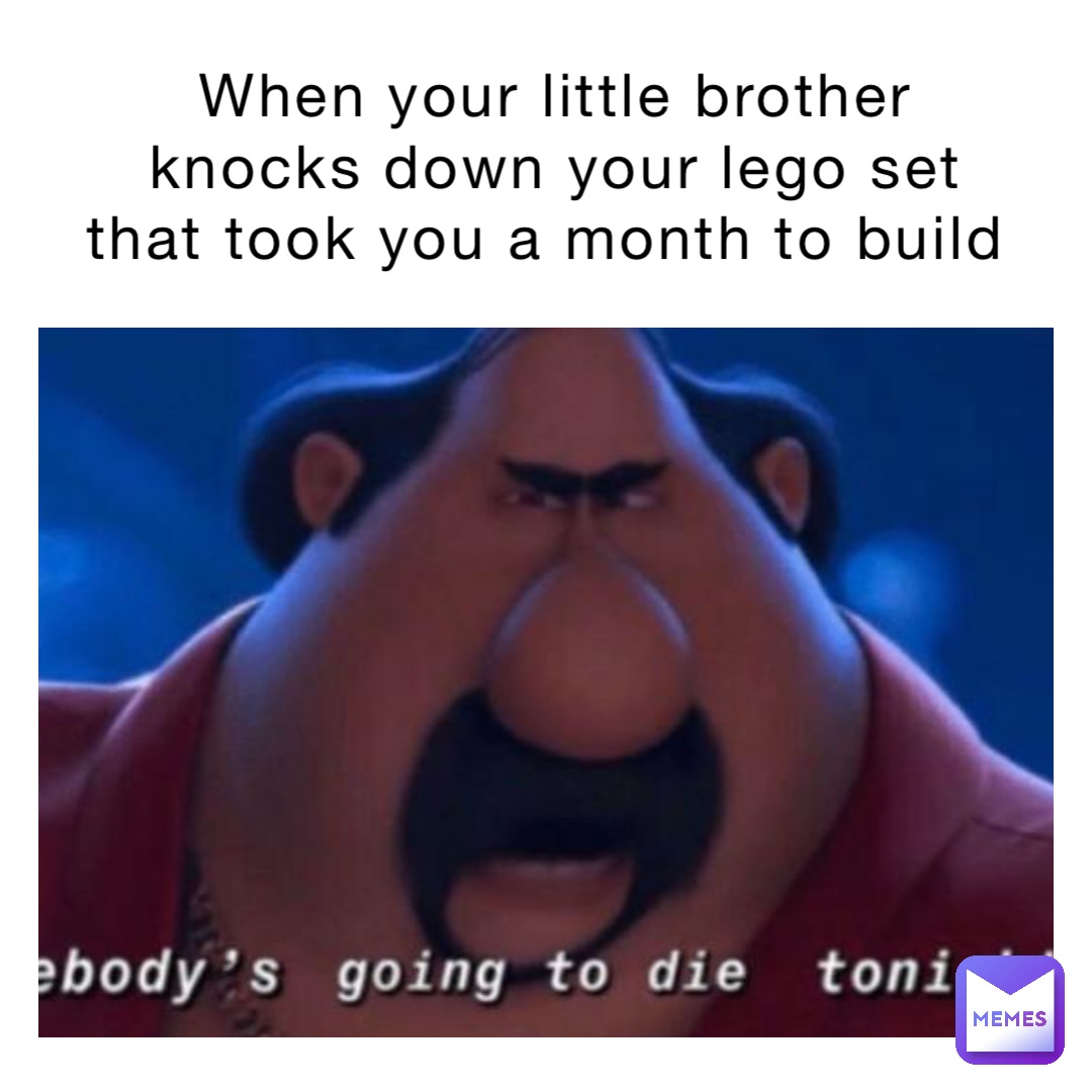 When your little brother knocks down your lego set that took you a month to build