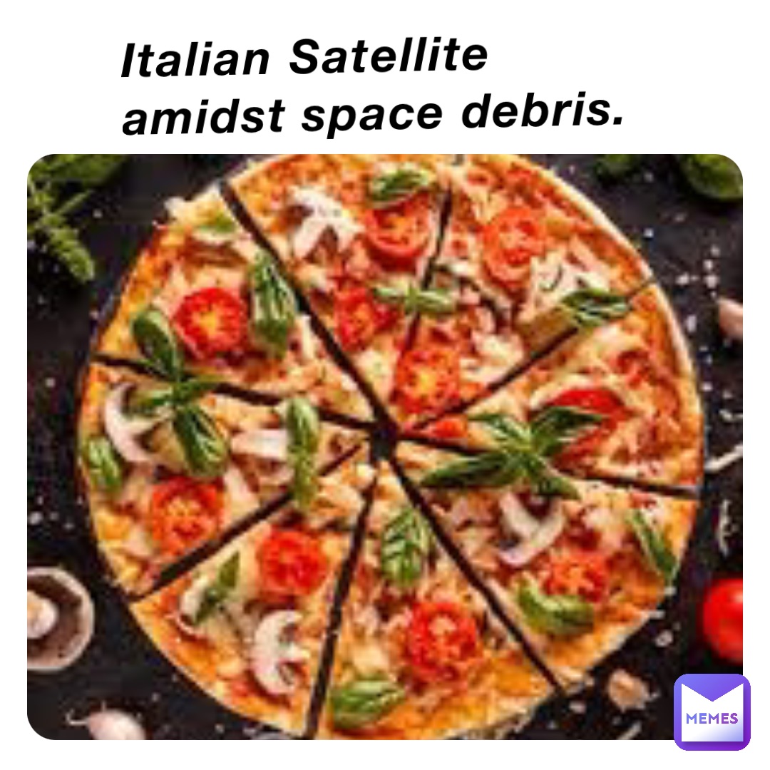 Italian Satellite amidst space debris.