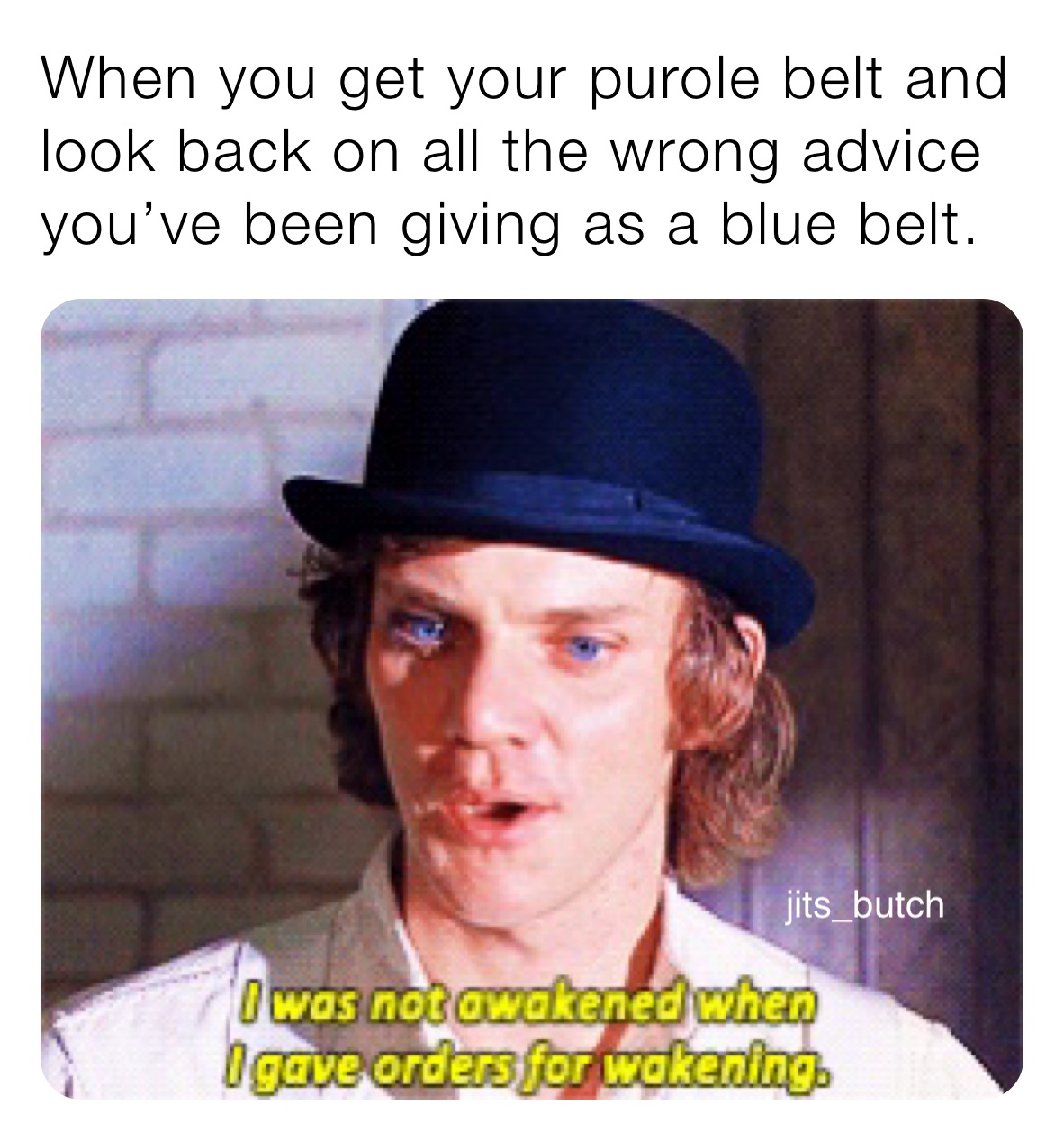When you get your purole belt and look back on all the wrong advice you’ve been giving as a blue belt.