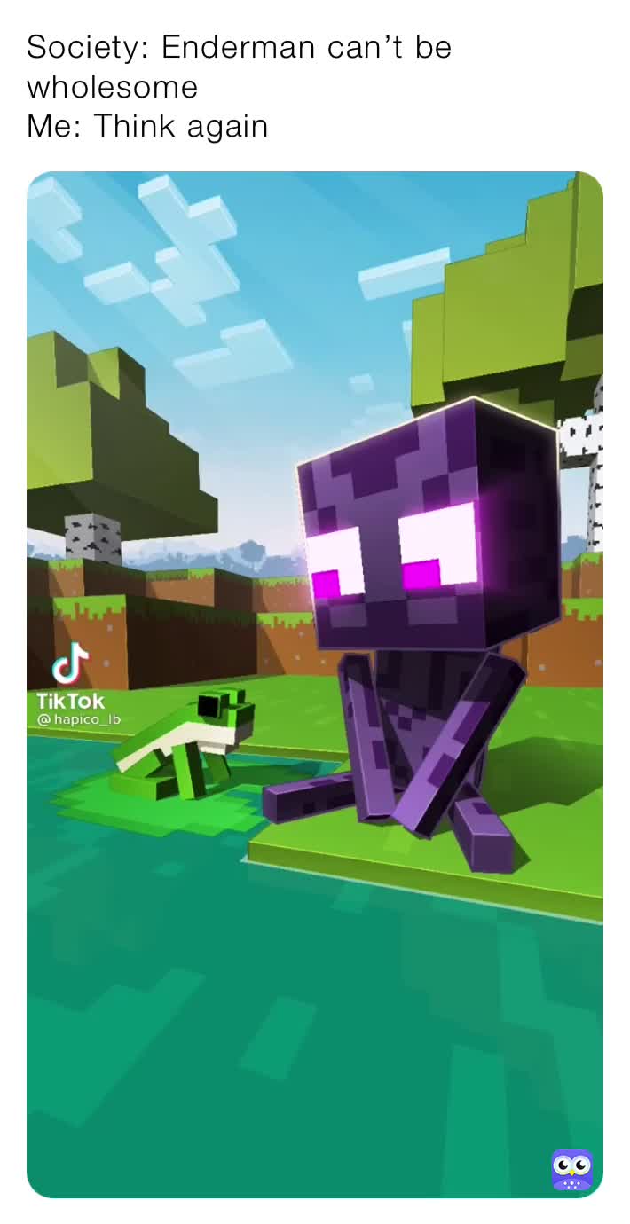 Society Enderman can’t be wholesome Me Think again EmeryKM Memes