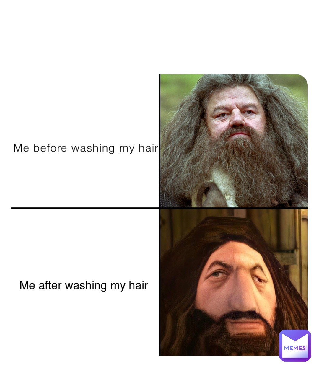 Me before washing my hair Me after washing my hair