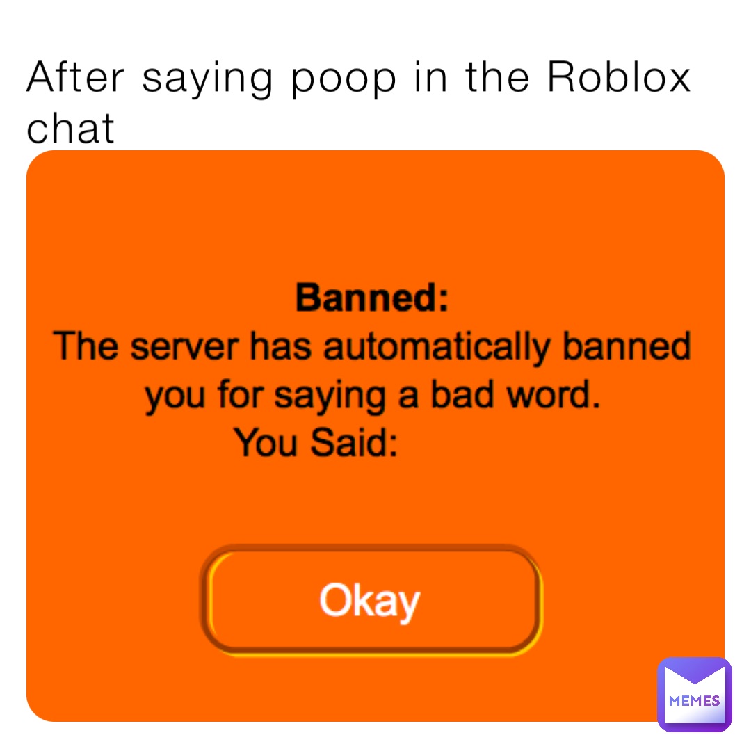 After saying poop in the Roblox chat