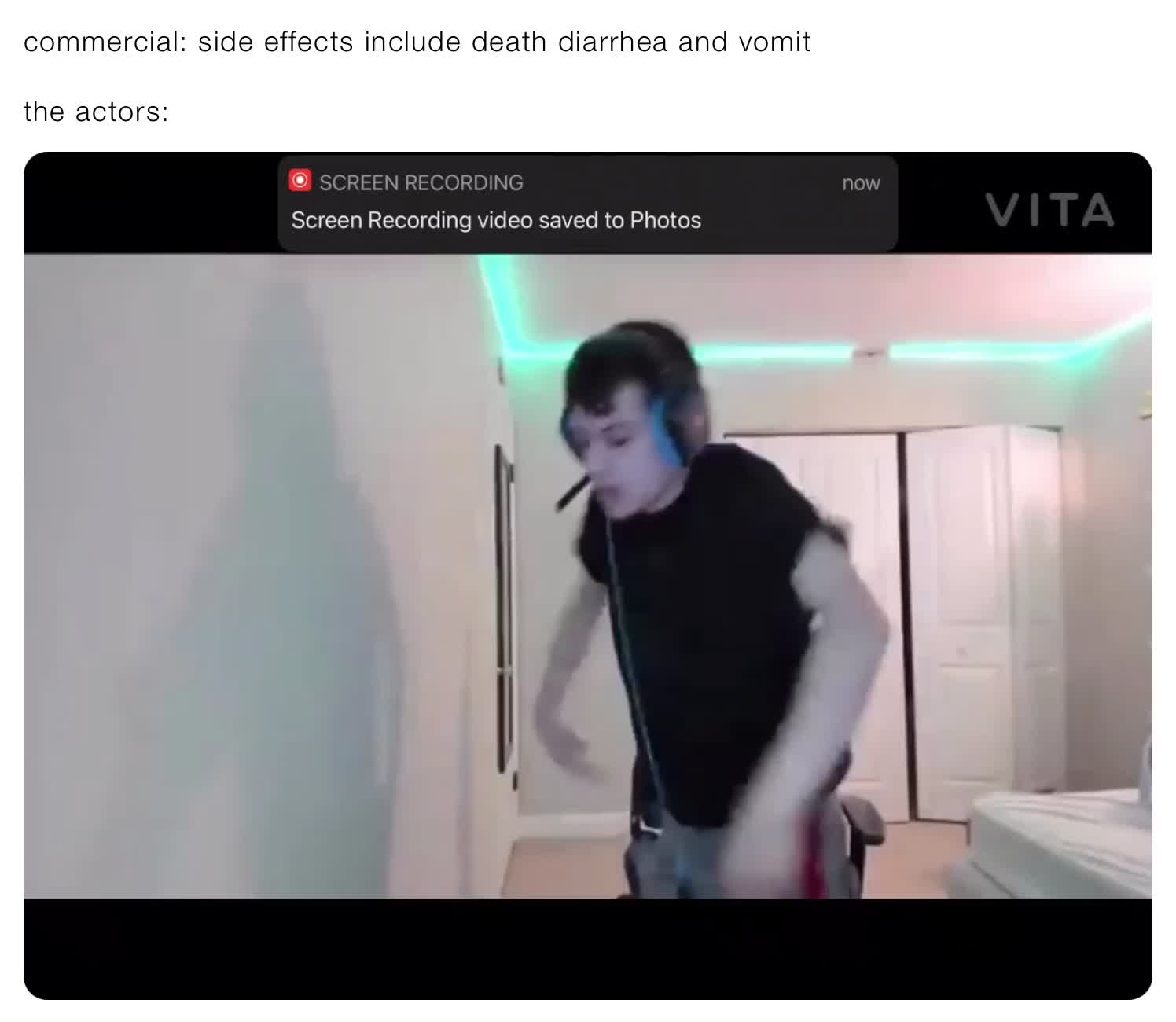 commercial side effects include death diarrhea and vomit the actors