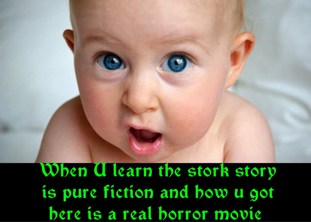 When U learn the stork story is pure fiction and how u got here is a real horror movie