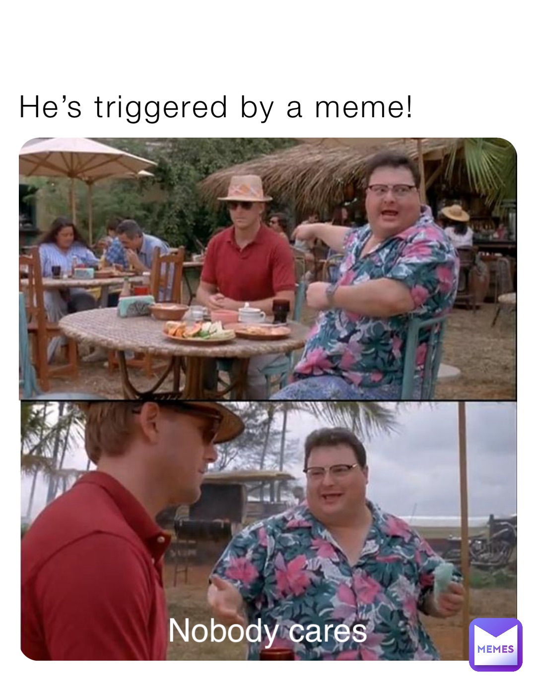 He’s triggered by a meme! Nobody cares