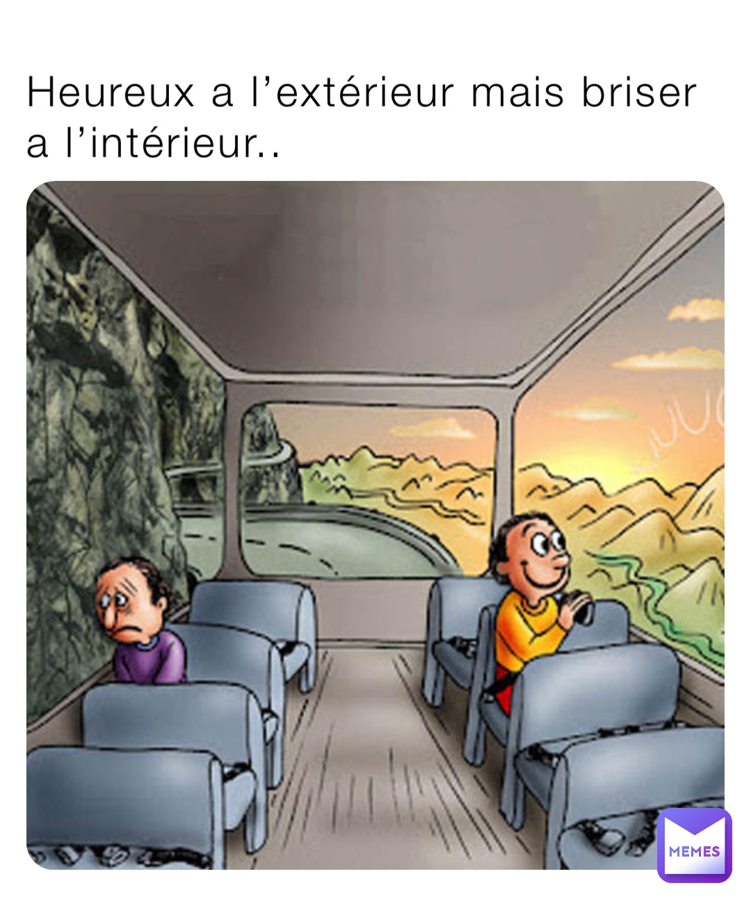 Heureux a l’extérieur mais briser a l’intérieur..