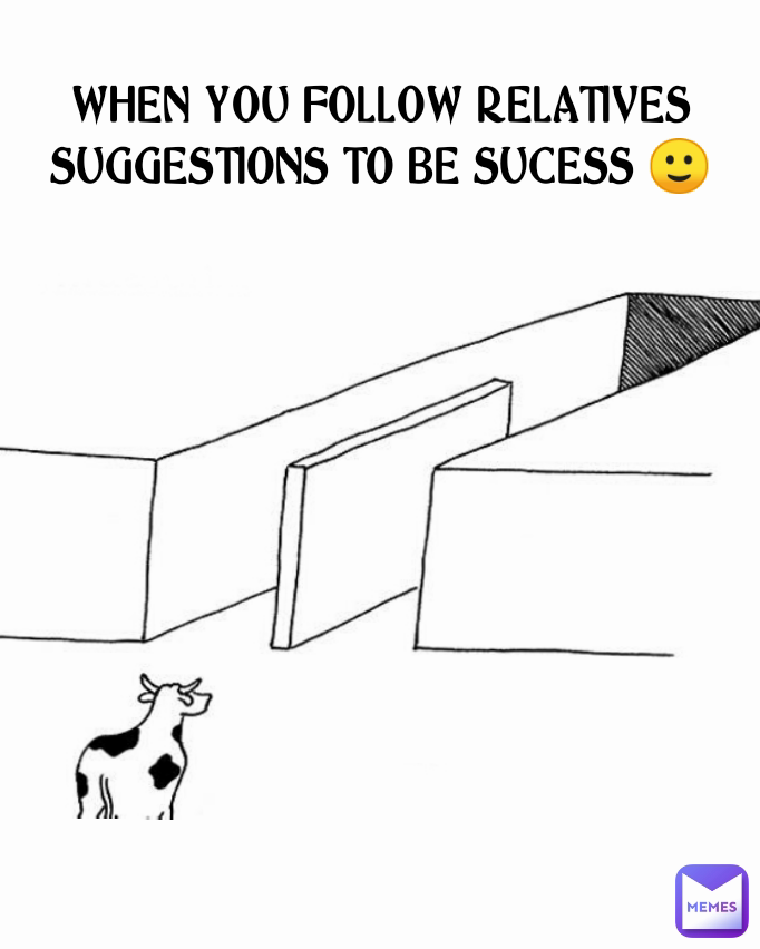 WHEN YOU FOLLOW RELATIVES SUGGESTIONS TO BE SUCESS 🙂